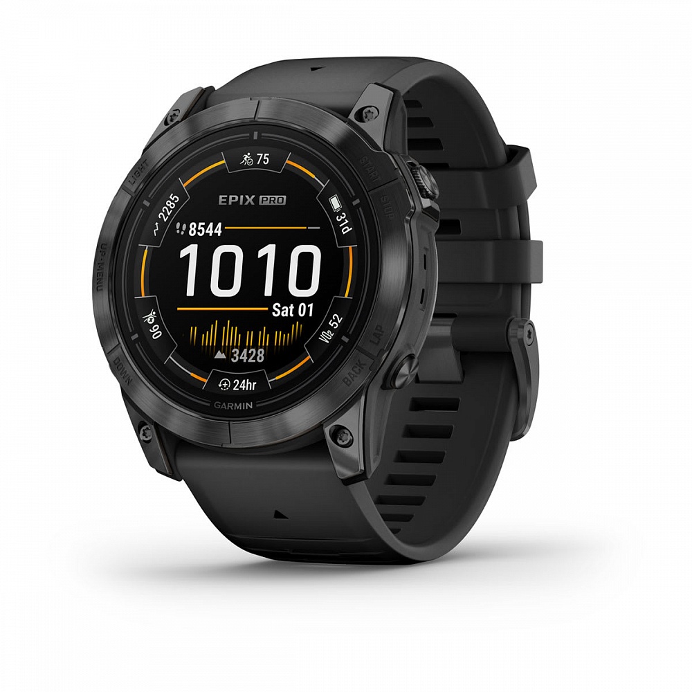 Умные часы Garmin Epix Pro (Gen 2) Standard Edition 51 мм, серый, черный силиконовый ремешок фото