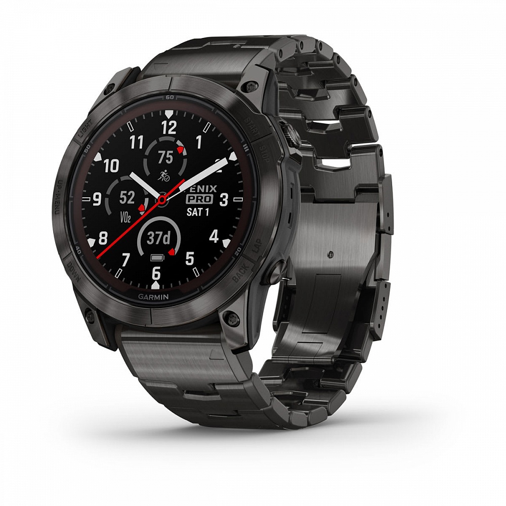 Умные часы Garmin Fenix 7X Pro Sapphire Solar Edition Титановый угольно-серый корпус с DLC-покрытием и титановым браслетом