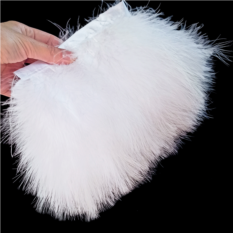 Перья белые, перо индейки, лента с перьями, шириной 15-18 см, цвет белый