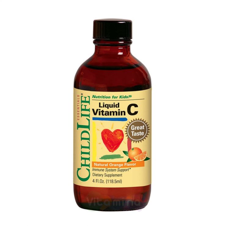 ChildLife Жидкий витамин C для детей, с натуральным апельсиновым вкусом, 118,5 мл