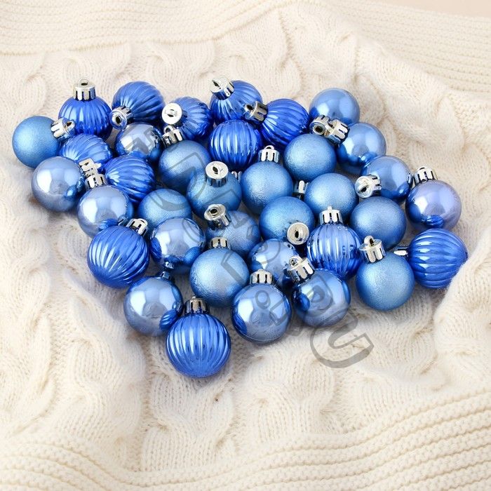 Набор шаров пластик d-3 см, 36 шт "Лагуна ассорти" синий