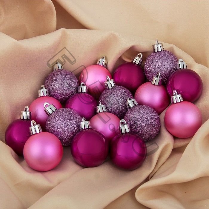 Набор шаров пластик d-4 см, 17 шт "Гламур ассорти" розовый и фиолетовый