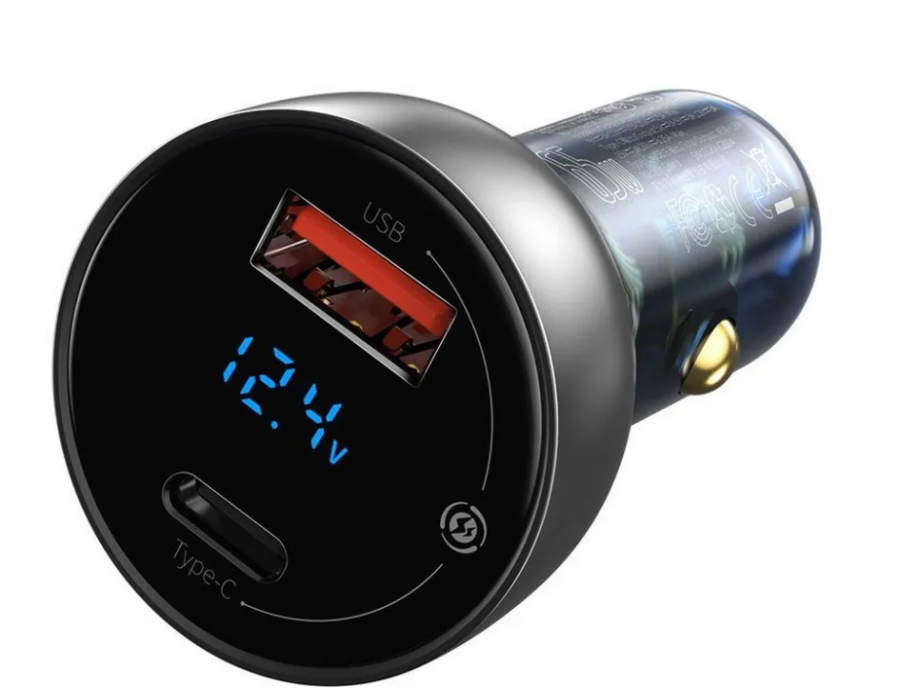 Автомобильное зарядное устройство для телефона в прикуриватель с вольтметром 65W USB+USB Type-C CCKX-C0A