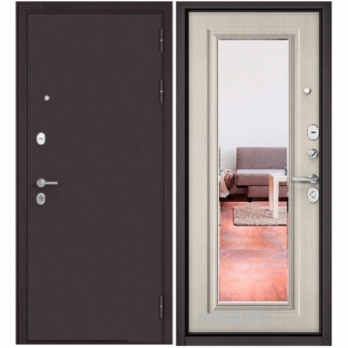 HOME ECO MP Антрацит букле  Ларче бьянко дверь в квартиру с зеркалом