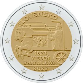 200 лет конной почты  Вена-Братислава 2 евро Словакия 2023