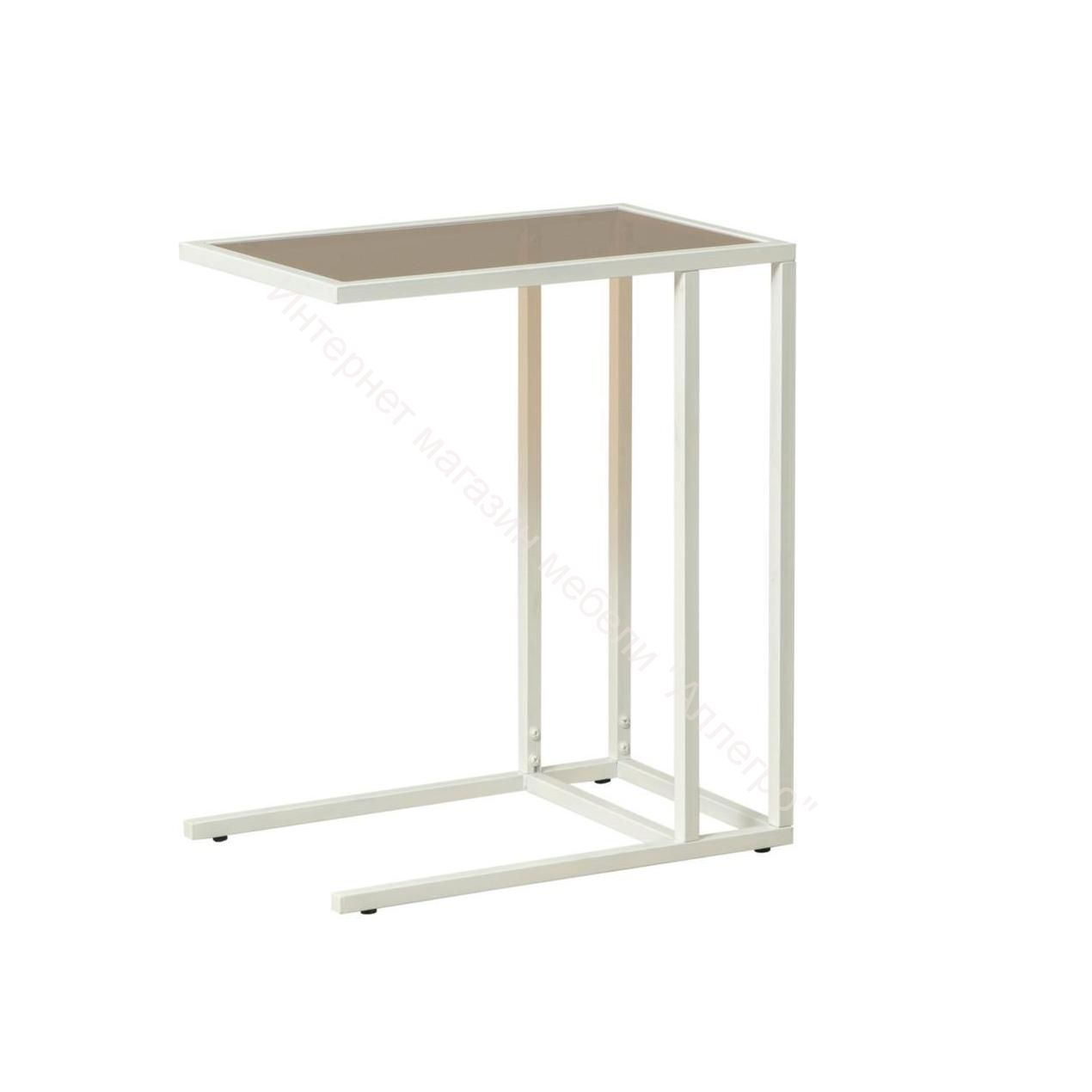 Стол приставной Скандик 42.24 (со стеклом), металл Белый