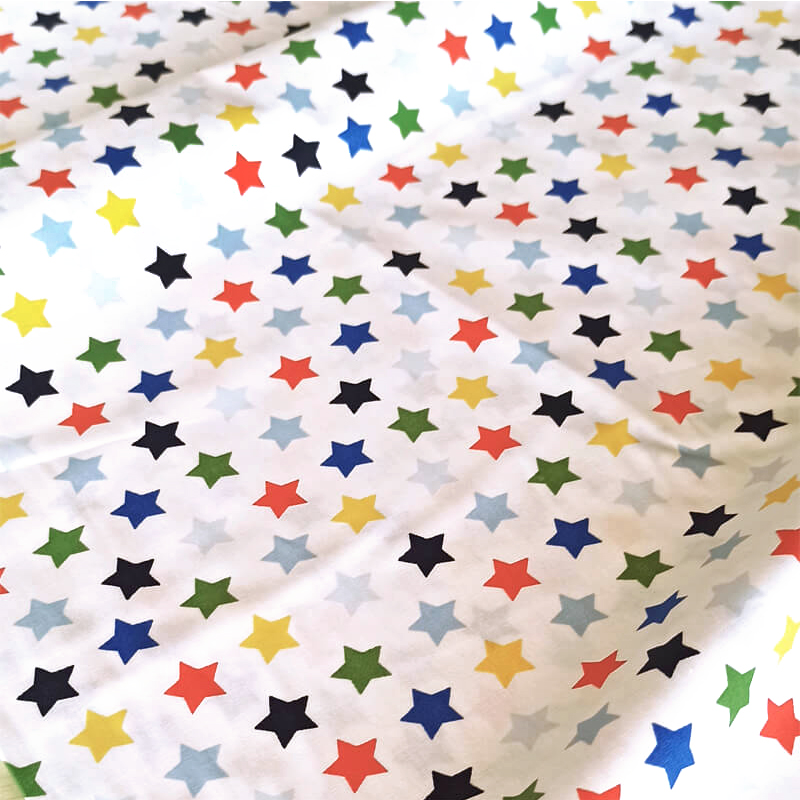Ткань для пеленок, ткань со звездами, ткань хлопковая, ткань для пеленок, ширина полотна 240 см, Звездопад мультиколор, нарезаем от 1 м