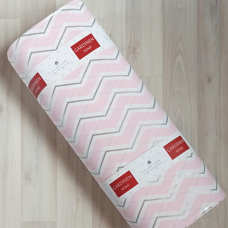 Ткань детская, ткань хлопковая, ткань для постельного, ширина 240 см, Розовые зигзаги, нарезаем от 1 м