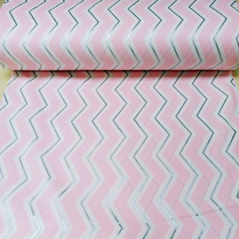 Ткань детская, ткань хлопковая, ткань для постельного, ширина 240 см, Розовые зигзаги, нарезаем от 1 м