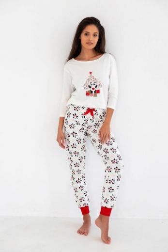 Пижама женская SENSIS Panda, лонгслив и брюки, белый