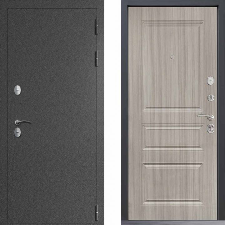 Входная дверь  Command Doors Сибирь ТЕРМО букле графит 02 Белая лиственница металлическая