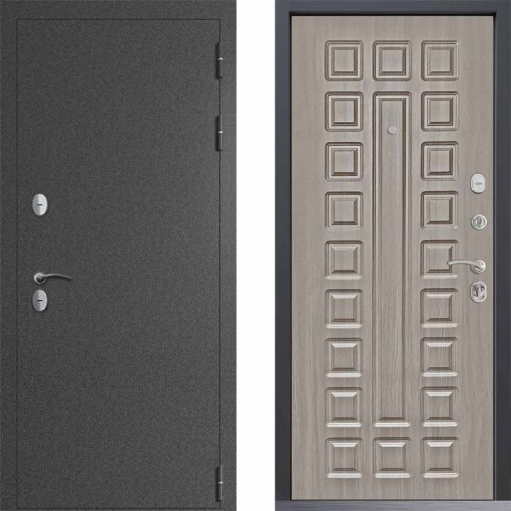 Входная дверь  Command Doors Сибирь ТЕРМО букле графит 01 Белая лиственница металлическая