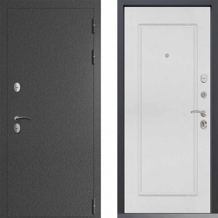 Входная дверь  Command Doors Сибирь ТЕРМО букле графит  38.02 Белый матовый металлическая