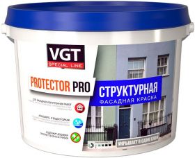 Краска Фасадная Структурная VGT Protector Pro 7кг Зерно 0.5-1мм для Внутренних и Наружных Работ / ВГТ Протектор Про