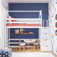 Кровать-чердак Домик Standard с лестницей комодом №21+