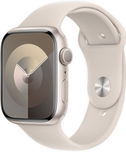 Apple Watch Series 9, корпус из алюминия цвета Сияющая звезда, спортивный ремешок цвета Сияющая звезда
