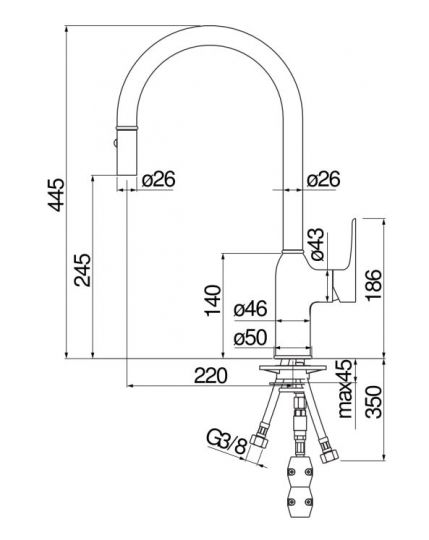 Смеситель для кухонной мойки Nobili RING MP117137 схема 2