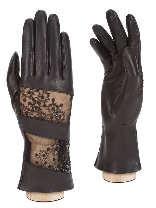 Итальянские женские перчатки б/п IS01008 black/bronze ELEGANZZA