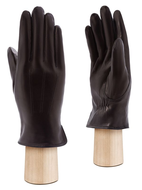 Итальянские мужские перчатки из натуральной кожи н/м мутон IS887 black ELEGANZZA