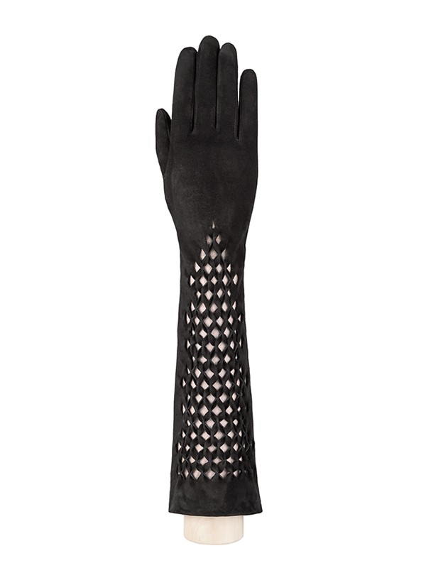 Велюровые женские перчатки ш/п F-IS0071 black ELEGANZZA