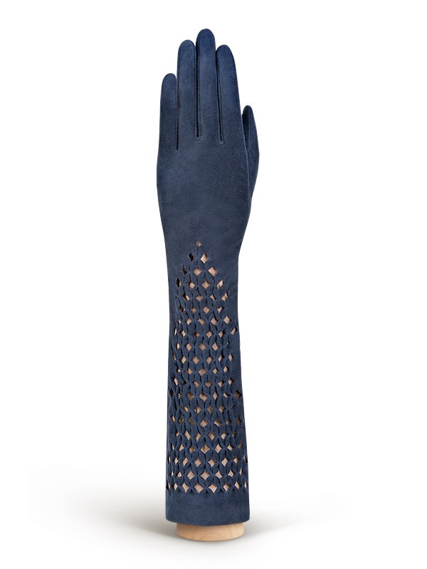Велюровые женские перчатки ш/п F-IS0071 d.blue ELEGANZZA