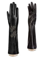 Женские кожаные перчатки ш+каш. F-IS0018 black ELEGANZZA
