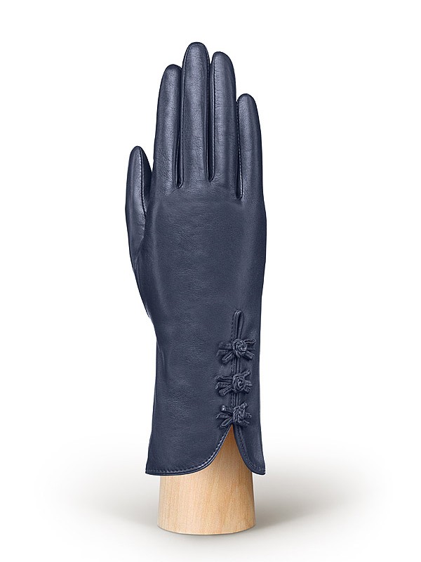 Женские кожаные перчатки ш+каш. F-IS0084 d.blue ELEGANZZA
