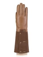 Женские кожаные перчатки ш+каш. F-HS0097 taupe/brown ELEGANZZA