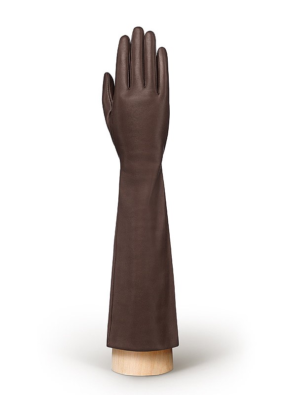 Женские кожаные перчатки ш+каш. F-IS0585 d.brown ELEGANZZA