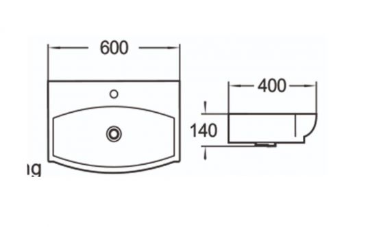 Керамическая накладная или подвесная раковина SantiLine SL-2025 60 х 40 схема 2