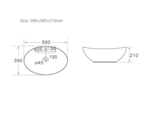 Керамическая накладная раковина SantiLine SL-1022 59 х 39 схема 2