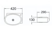 Керамическая накладная или подвесная раковина SantiLine SL-2022R 42,5 х 28,5 левая схема 2