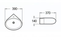 Керамическая угловая подвесная раковина SantiLine SL-2021 39 х 37 схема 2