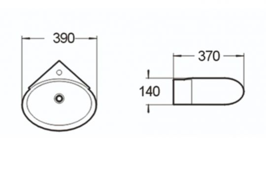 Керамическая угловая подвесная раковина SantiLine SL-2021 39 х 37 ФОТО