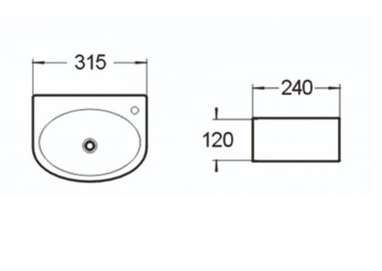Керамическая накладная или подвесная раковина SantiLine SL-2019 31,5 х 24 схема 2