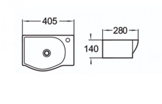 Керамическая накладная или подвесная раковина SantiLine SL-2018L 40,5 х 28 правая схема 2