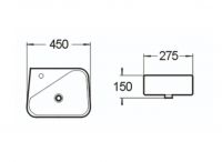 Керамическая накладная или подвесная раковина SantiLine SL-2017R 45 х 27,5 левая схема 2