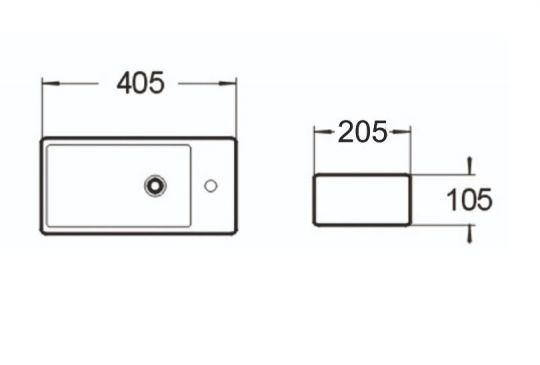 Керамическая накладная или подвесная раковина SantiLine SL-2009R 40,5 х 20,5 левая схема 2