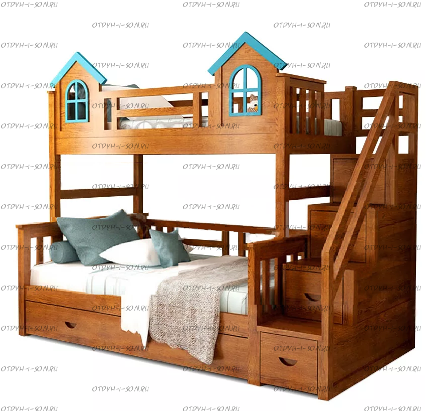 Кровать-двухъярусная домик Сказочный
