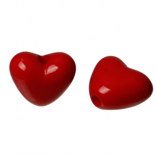 Бусины акриловые Сердце 15х14х8 мм  10 штук в уп. Разные цвета (МБУТ)