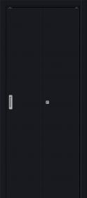 Дверь-Книжка Складная Винил Bravo Браво-0 Total Black Межкомнатная 350x2000, 400x2000мм / Браво