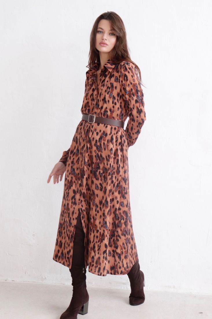 11164 Платье-рубашка леопардовое