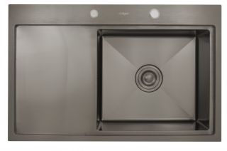 Мойка для кухни из нержавеющей стали 78х50 см. Hoffger HFG-7850B-R Чёрная  правая чаша