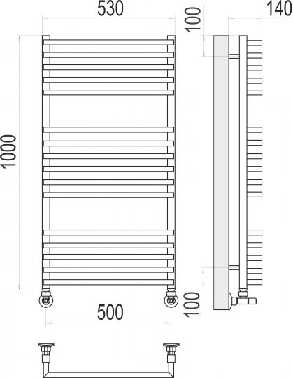 Водяной полотенцесушитель TERMINUS Берн П16 50х100 схема 3