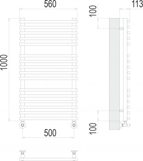 Водяной полотенцесушитель TERMINUS Кремона П16 50х100 схема 3