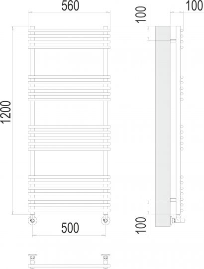 Водяной полотенцесушитель TERMINUS Ватра П21 50х120 схема 3