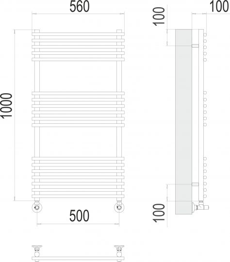 Водяной полотенцесушитель TERMINUS Ватра П18 50х100 схема 3