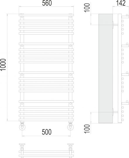 Водяной полотенцесушитель TERMINUS Вента люкс П20 50х100 схема 4