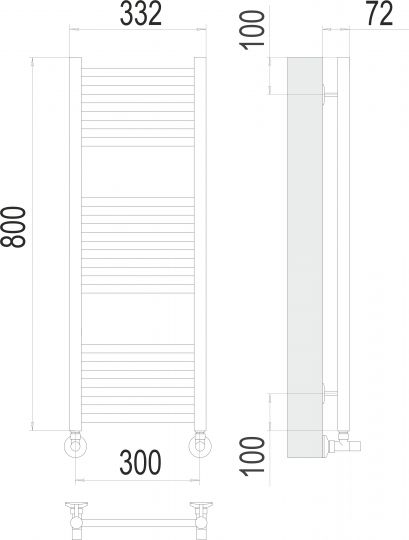 Полотенцесушитель водяной TERMINUS Аврора П16 30х80 схема 3