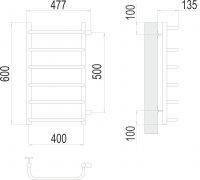 Водяной полотенцесушитель TERMINUS Стандарт П6 40х60 с боковым подключением схема 3